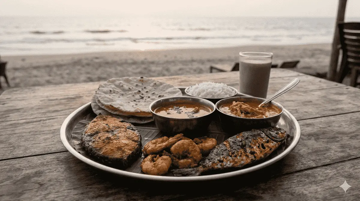 Coastal seafood dishes in Alibaug