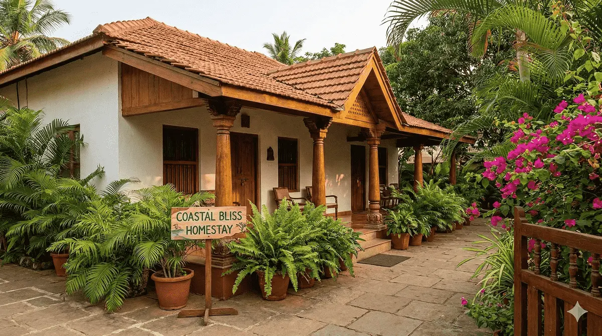 Budget-style stay and homestay atmosphere used for a page about affordable hotels in Alibaug